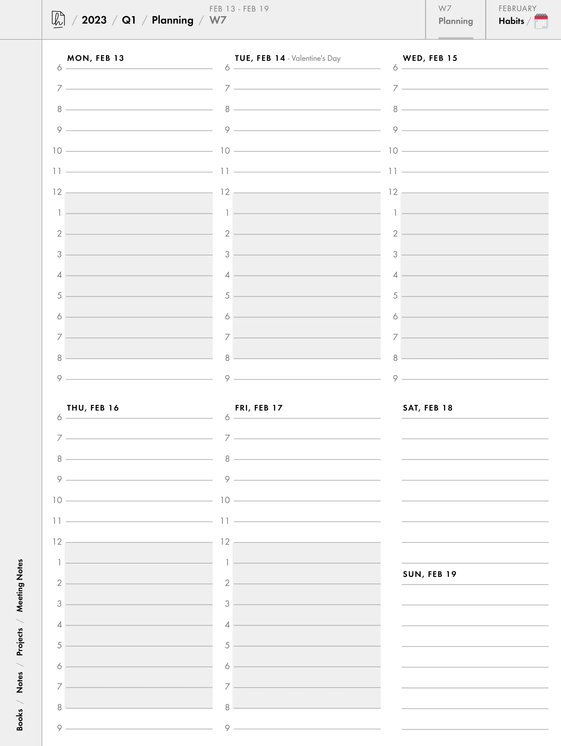 weekly plannning