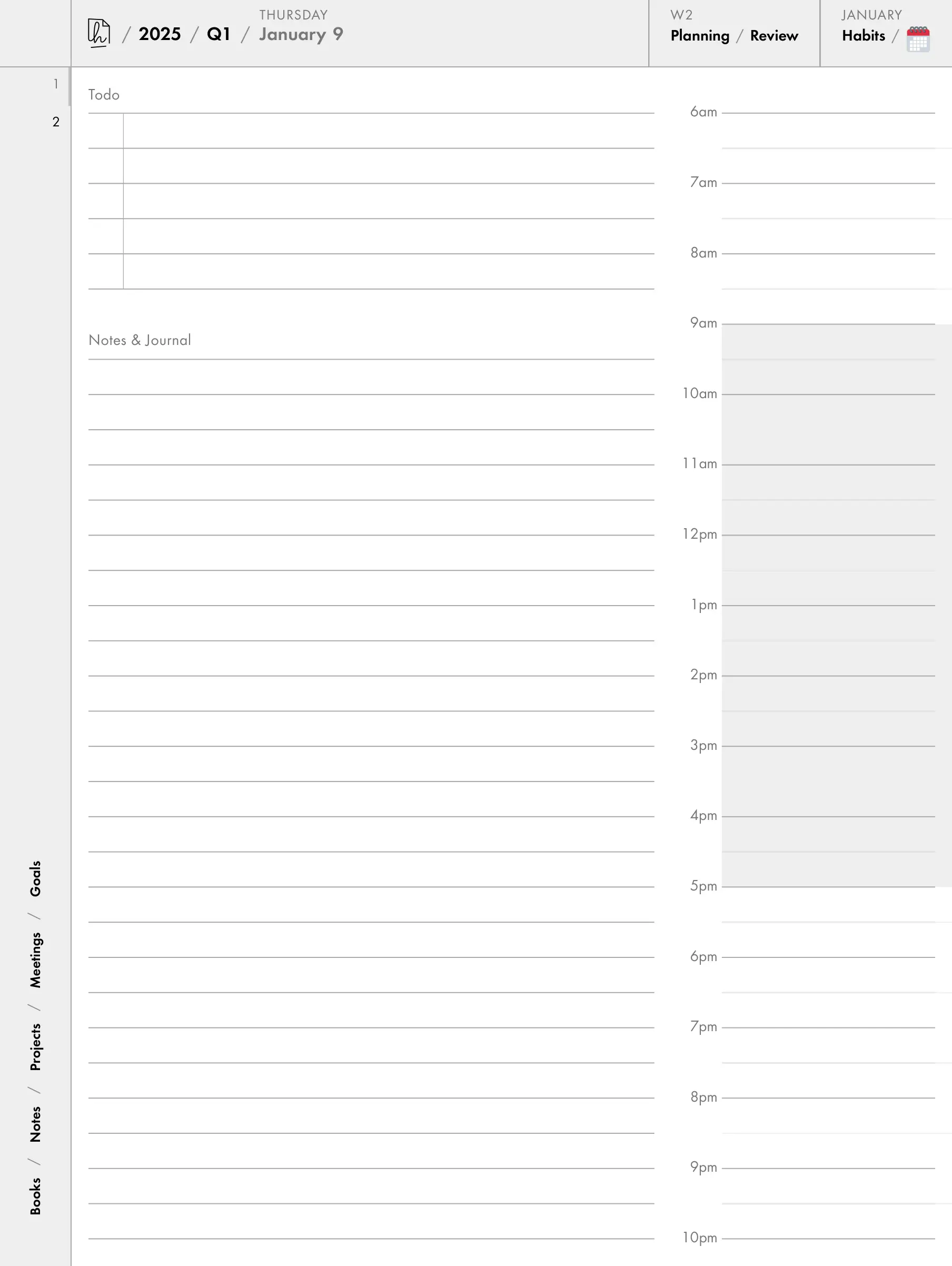 Today, Notes, Goals, Planner Page Marker SVG. Files