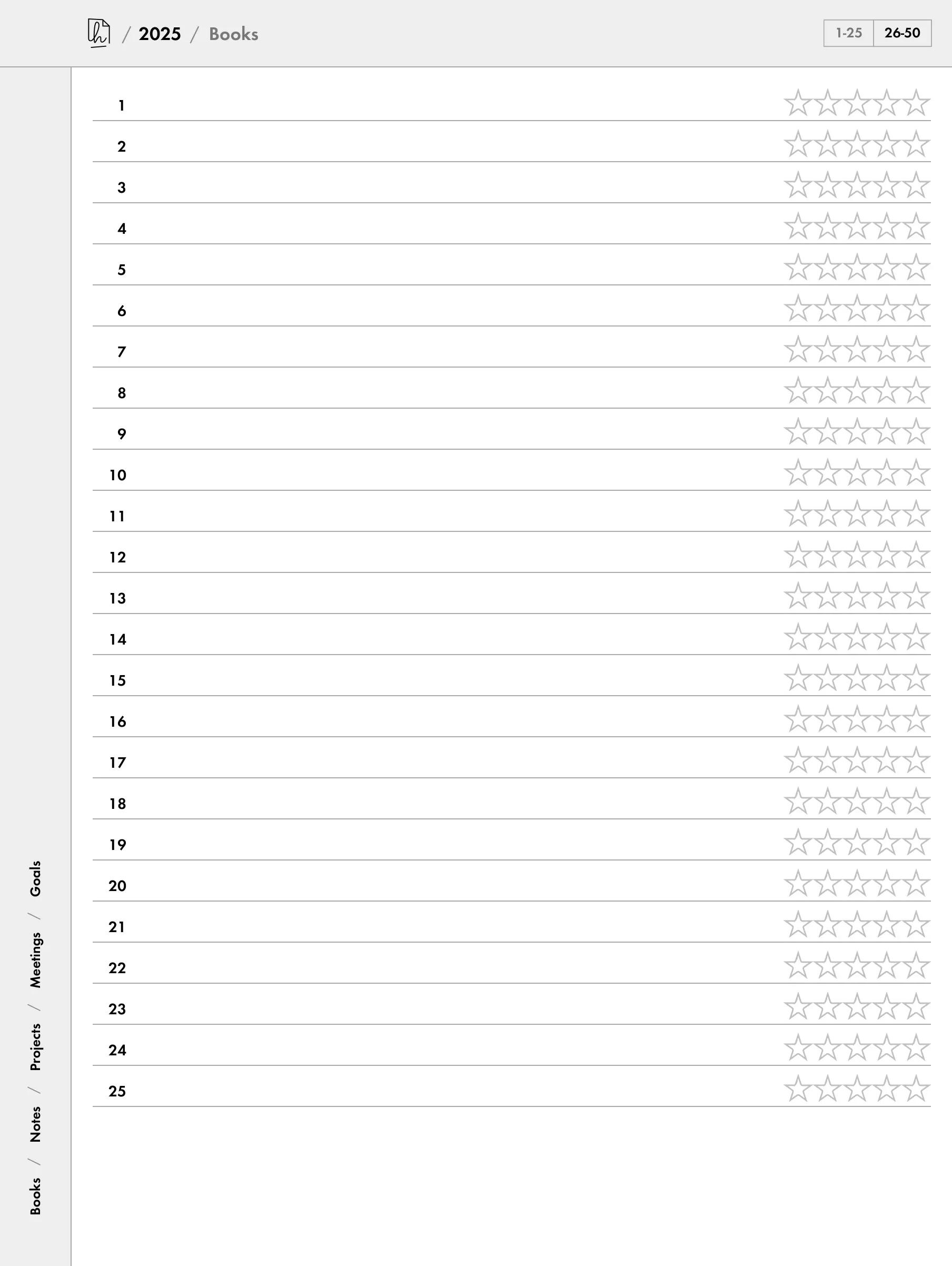 Review list (index pages only)