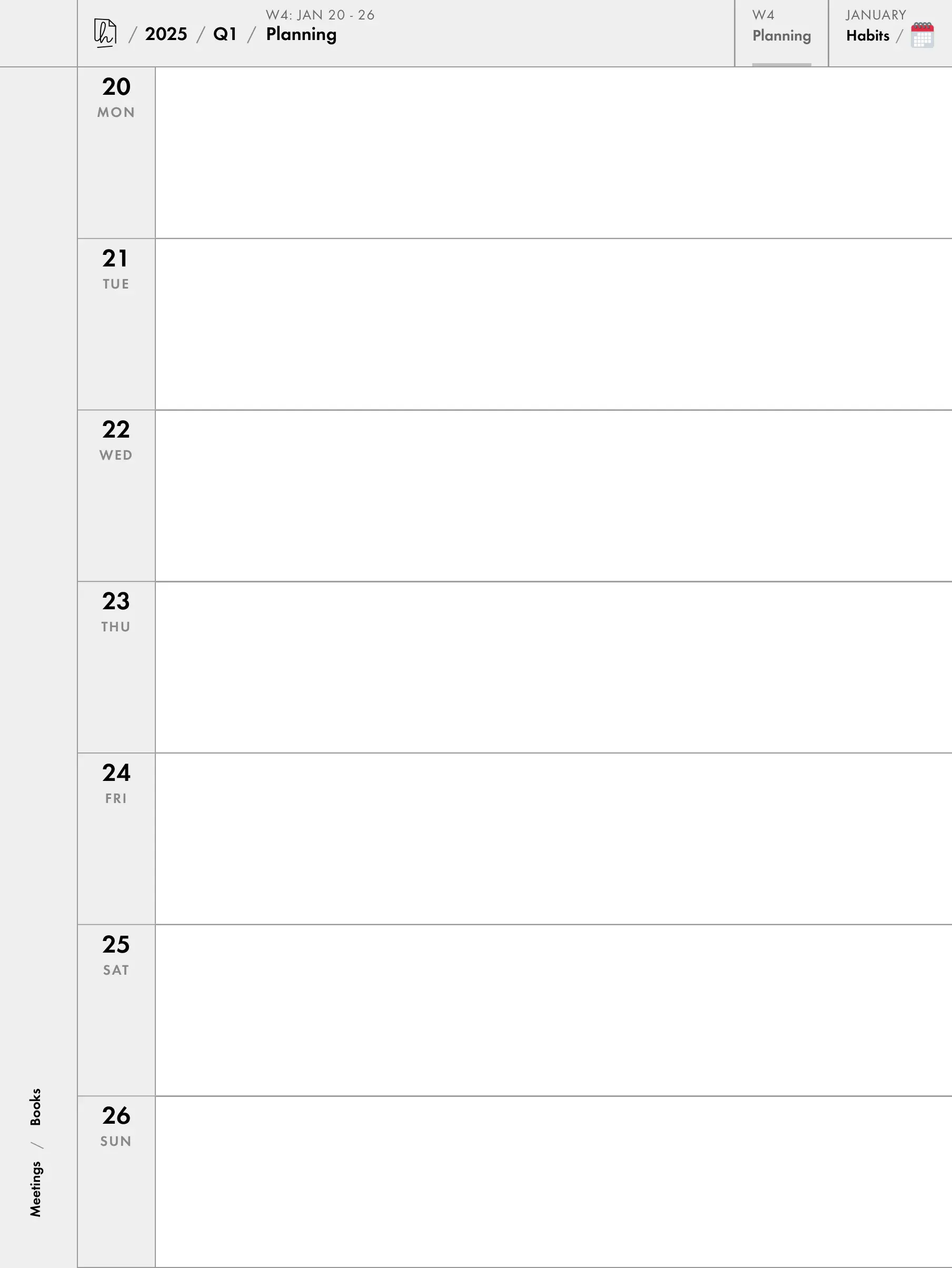 Vertical Weekly Tracker