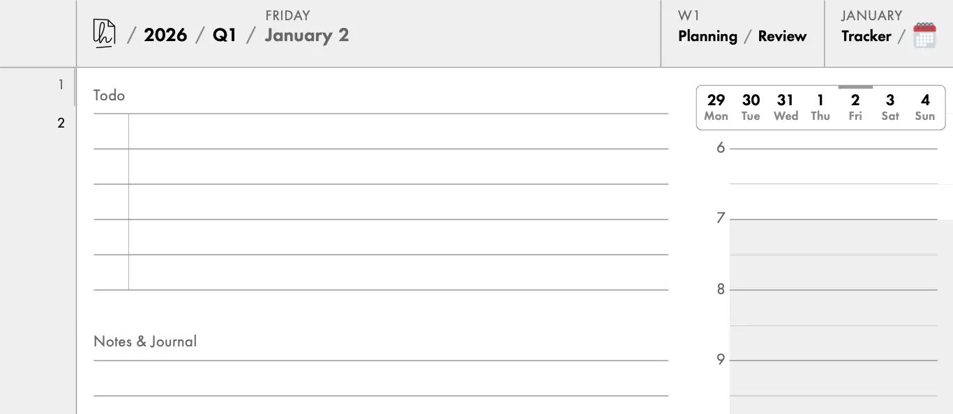 Daily Navigation Bar